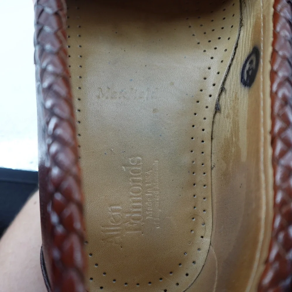 Allen Edmonds Maxfield Tassel Loafers Mens 9 3E Chili Brown Woven‎ Leather 4316
